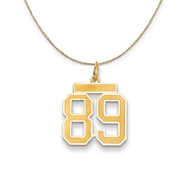 14k Yellow Gold Jersey Med Number 89 Necklace - 16 Inch